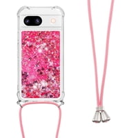 Funda Foxdock Para Google Pixel 8A Con Cuerda Ajustable, Brillo Líquido, Protección Antigolpes Y Lente – Ideal Para Regalo