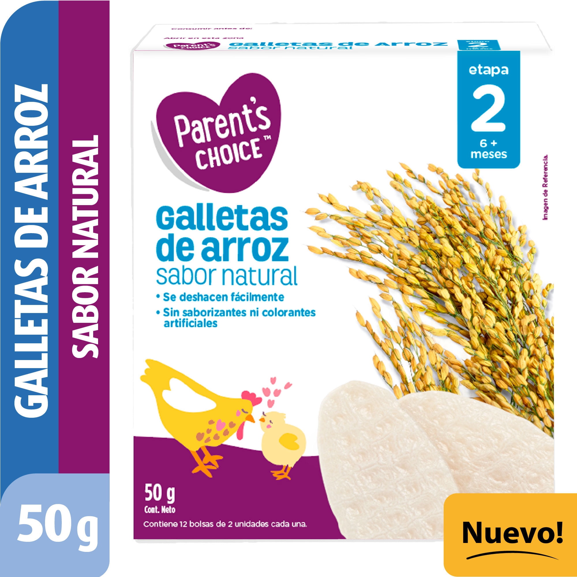 Galletas De Arroz Sabor Natural 50 g Parent's Choice