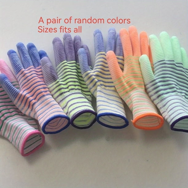 A Pair Zebra Striped Gloves, Anti-Static Gardening, Anti-Skid, Wear-resistant Gloves, Work And Labor Cleaning Gloves Random Colors