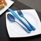thumbnail image 3 of Utensilios portátiles, juego de cubiertos para viajes y camping, 8 piezas que incluye cuchillo, tenedor, cuchara, palillos, cepillo de limpieza y pajitas, estuche portátil, juego de cubiertos de acero, 3 of 7