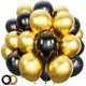 thumbnail image 1 of Globo de látex ASIYUHY 12 in, 100 unidades, negro y dorado metálico, 1 of 3