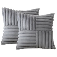 Wyj Hogar - Pack De 02 Fundas De Cojín Pelo De Conejo De Imitación 45X45 Gris