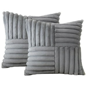 Wyj Hogar - Pack De 02 Fundas De Cojín Pelo De Conejo De Imitación 45X45 Gris
