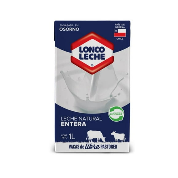 Leche Natural Entera Lonco Leche, 1 L