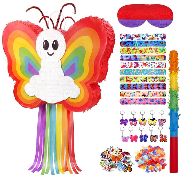 Set de Piñata POPCLAP Mariposa con Palo y Antifaz