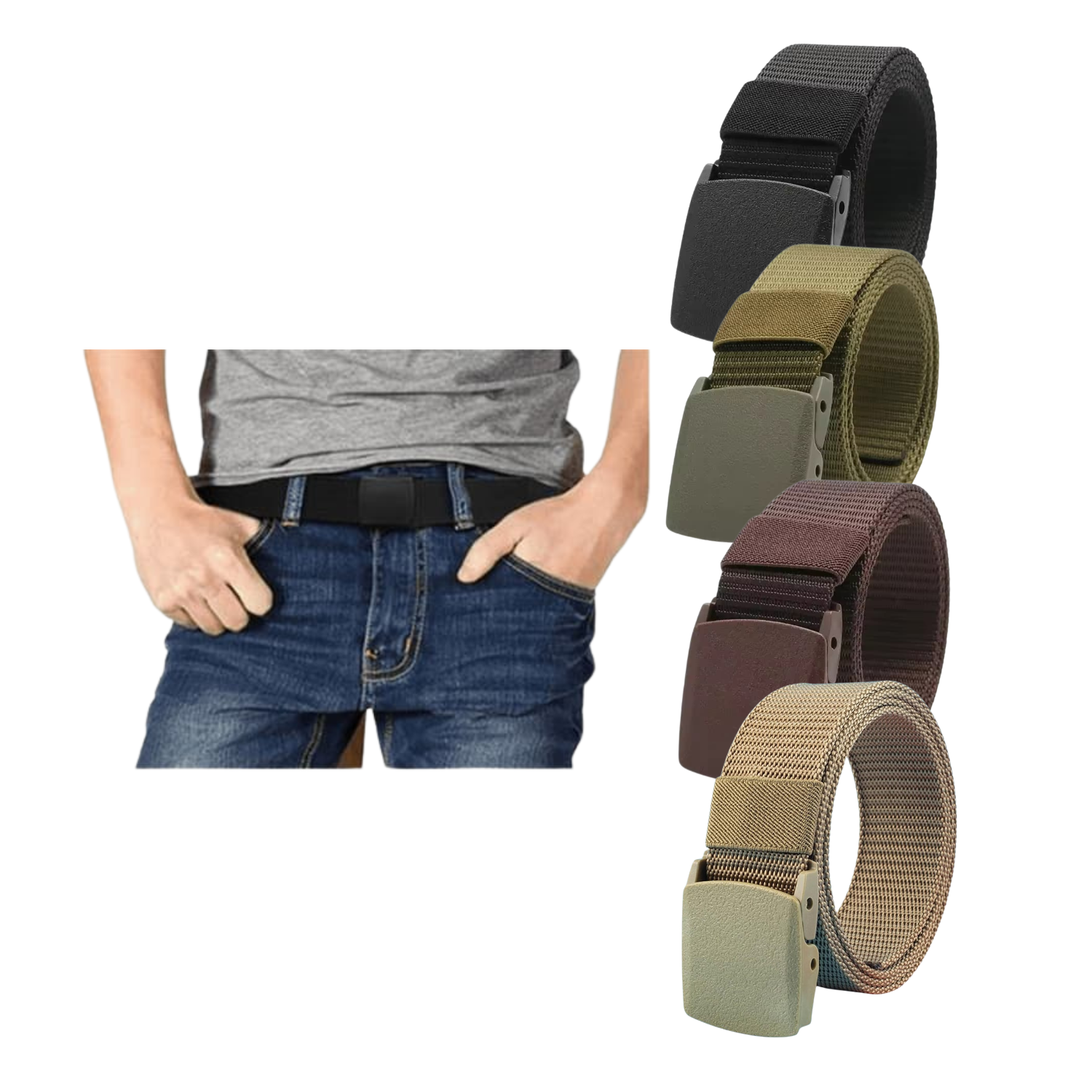 Genérico - Cinturón Nylon Lona Táctico Ajustable Hebilla De Plastico