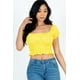 thumbnail image 1 of Top Casual De Punto Acanalado Liso Con Mangas Abullonadas Fruncidas, 1 of 2