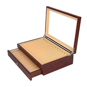 Bothyi - Caja De Exhibición De Bolígrafos De Madera, Organizador De Almacenamiento De Bolígrafos De Regalo Para Oficina, Hogar De Acción De Gracias, Rojo