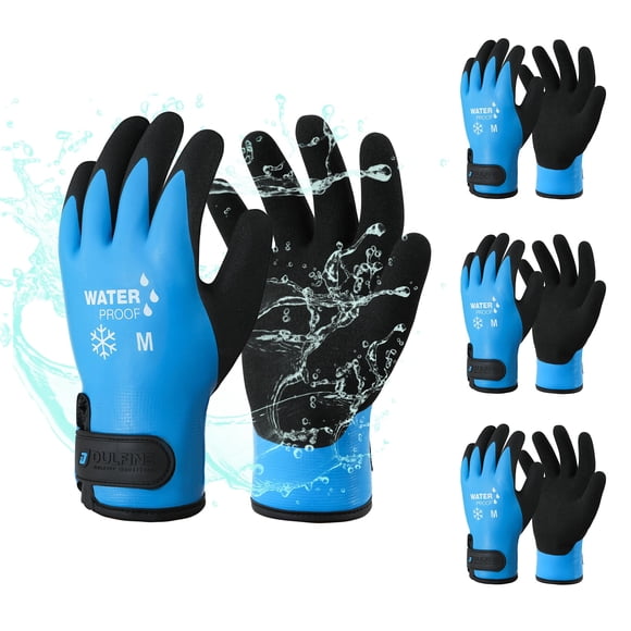 Guantes de Trabajo DULFINE Impermeables 3 Pares Azul Talla L