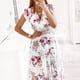 thumbnail image 2 of Vestidos de verano para mujer, informales, bohemios, con escote en V, volantes y estampado floral, largos, de manga corta, para playa, 2 of 5