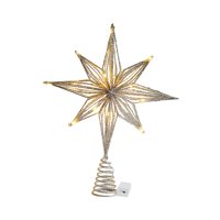 Magideal - Estrella Navidad Topper Árbol Hierro Adorno Artesanal Función Iluminación Base Firme Para Mesa Estantería Oficina Habitación Sala De Estar Regalos Nav 25Cm Champán