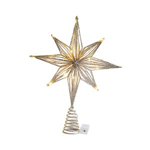Magideal - Estrella Navidad Topper Árbol Hierro Adorno Artesanal Función Iluminación Base Firme Para Mesa Estantería Oficina Habitación Sala De Estar Regalos Nav 25Cm Champán