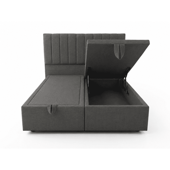 Cama Baul 2 Plazas con Respaldo Tubular Gris Oscuro LINO