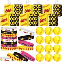 Set De Regalos Para Fiestas Mtlee Para Softball Con 12 Bolsas De Papel Y Pulseras