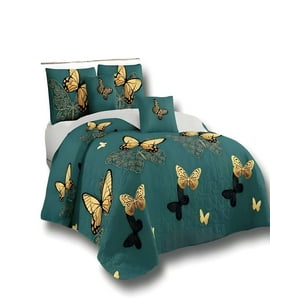 Genérico - Quilt De Verano King Diseño Mariposa 230X250 Cm Verde