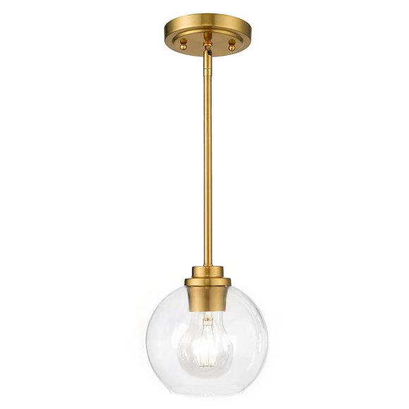 Lámpara colgante OUVR dorada con vidrio transparente, globo de 18 cm, ajustable