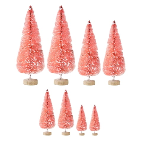 Bothyi - 8 Adornos De Pino En Miniatura De Escritorio Para Escritorio, Fiesta De Navidad, Vacaciones, Rosa