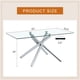 thumbnail image 3 of Large Modern Minimalist Rectangular Glass Dining Table with 0.39" Tempered Glass Tabletop and Silver Chrome Metal Legs, for Kitchen Dining Living Meeting Room Banquet hall,63''x35''x 29''W1151S00191, 3 of 3