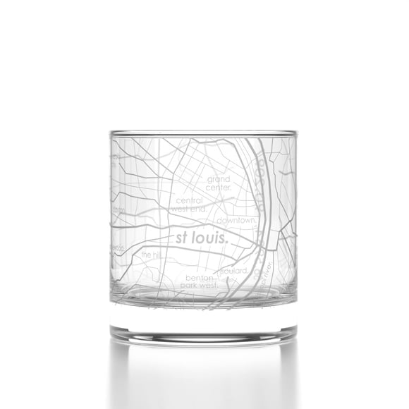 Vaso de Whisky Well Told Grabado con Mapa de St. Louis Missouri 325 mL