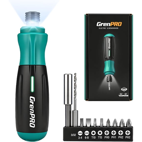 GRENPRO Destornillador eléctrico inalámbrico recargable de 4 V