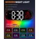 thumbnail image 4 of Uxcell 17.2" Gran Reloj de Pared Digital con Control Remoto de 9 Colores Cambiantes, Fecha Semana Temperatura, Atenuador de Brillo Automático Reloj Grande Luces Nocturnas, Rojo, 4 of 7