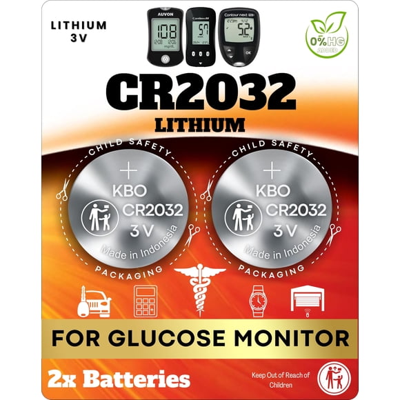 Batería CR2032 Key Battery Outlet - Pack de 2 para glucómetros