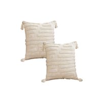 Genérico - Set De 2 Fundas De Cojin Tufting 45X45 Cm Beige 03
