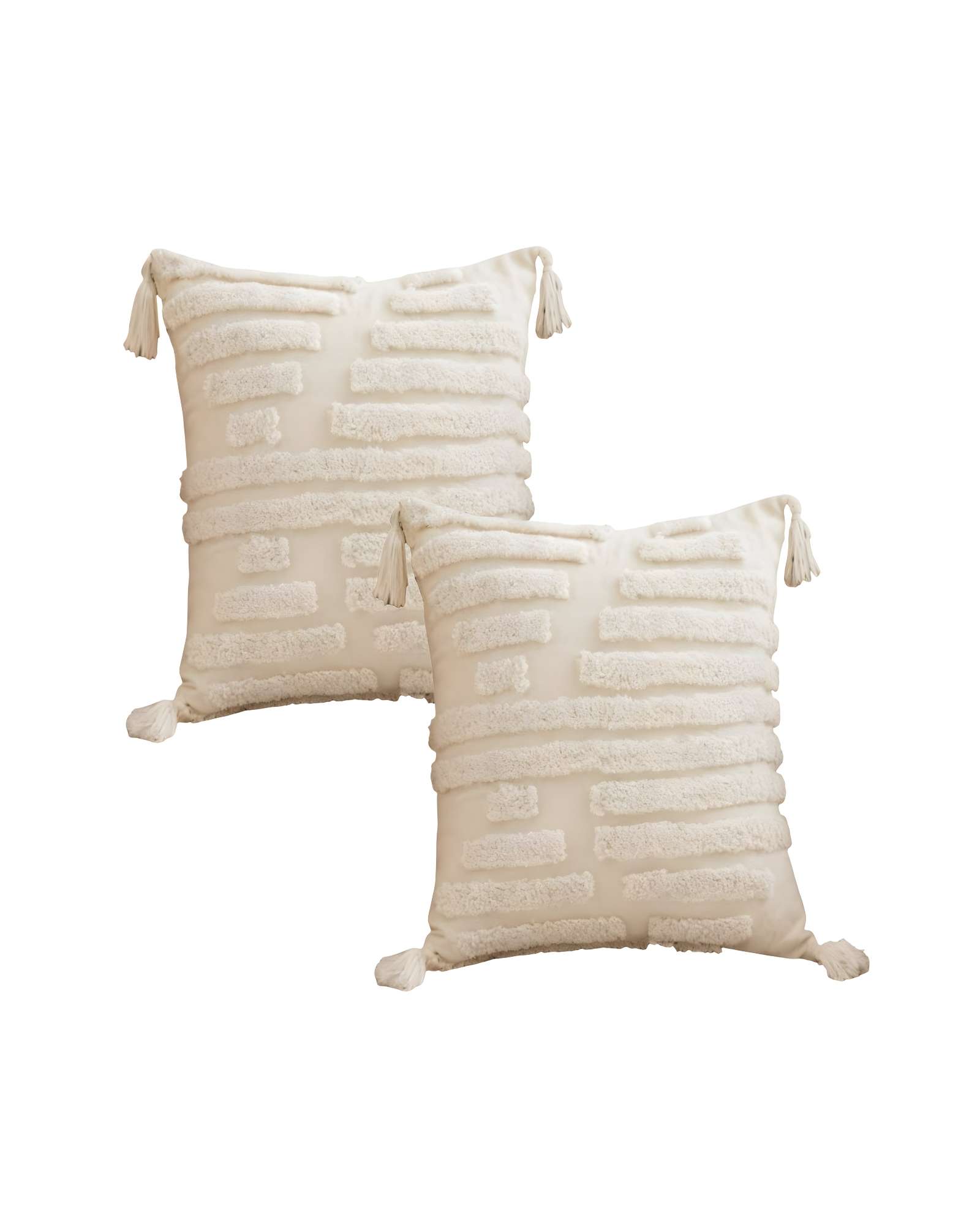 Genérico - Set De 2 Fundas De Cojin Tufting 45X45 Cm Beige 03