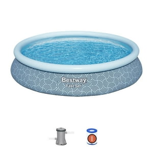 Piscina Bestway Redonda Fácil Armado Con Filtro 4.57Mx84Cm Celeste Único