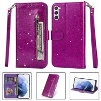Funda Para Foxdock Elegante Funda Samsung Galaxy S23 Glitter Con Cremallera-Ideal Para El Uso Diario