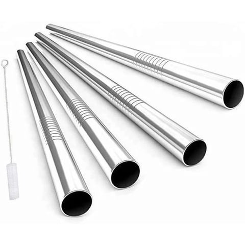 Genérico - Set Bombillas Acero Inoxidable 4 Unidades + 1 Cepillos