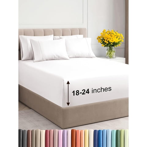 Juego De Sábanas Cgk Unlimited Extra Deep King De 6 Piezas, Color Blanco Envejecido