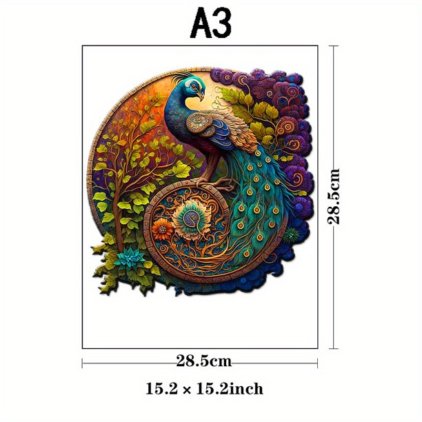 Wooden Jigsaw Puzzles For Adults Kids,Enchanting Peacock Puzzle With Beautiful Gift Package, Wooden Animal Puzzle, Unique Shaped Pieces, Best Gifts For Adults And Kids Family Game
