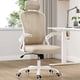 thumbnail image 1 of Silla de oficina Farini ergonómica con respaldo alto, giratoria, blanco y caqui, 1 of 8