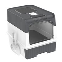 Magideal - Caja De Arena Para Gatos Totalmente Cerrada Con Tapa Bandeja Extraíble Arenero Para Gatos Grandes Diseño Plegable Material Pp Adecuado Para Interiores Gris