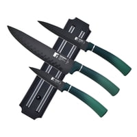 Bergner - Set 3 Cuchillos + Barra Magnetica Acero Inox Verde Classique