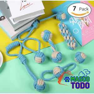 Genérico - Set 7 Juguetes Mascotas Perro Bola, Cuerdas Nudos En Algodón