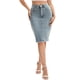 thumbnail image 1 of INSPIRE CHIC Faldas de Jean para Mujer Vuelta al Colegio Dobladillo Crudo Cintura Alta Bolsillos Estiramiento Falda de Mezclilla de Longitud Media Gris Azul XL, 1 of 5