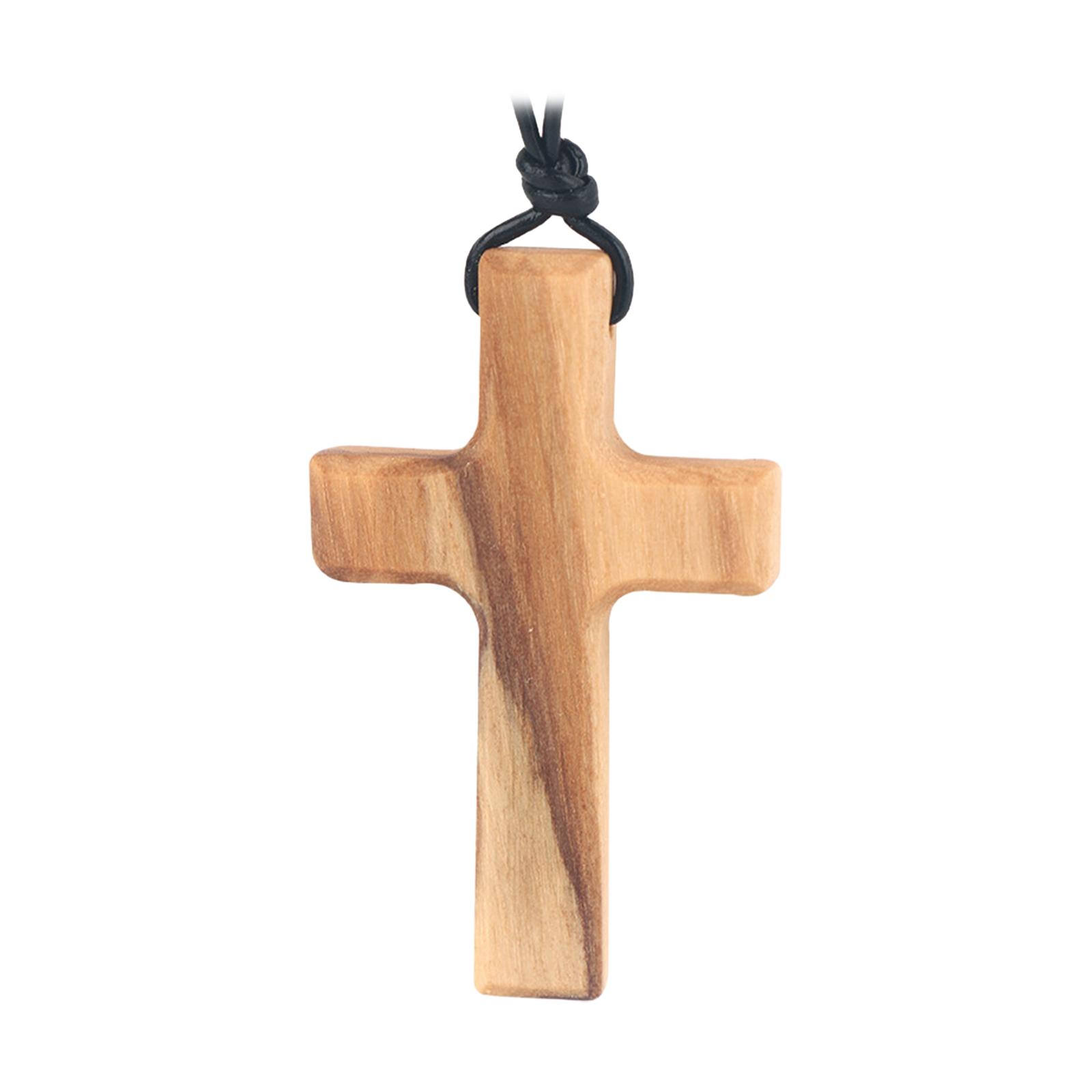 Magideal - Collar De Cruz De Madera De Olivo, Regalo Tallado A Mano, Cruz De Oración, Crucifijo De Cruz De Madera Para El Día De San Valentín, Cumpleaños, Niños,