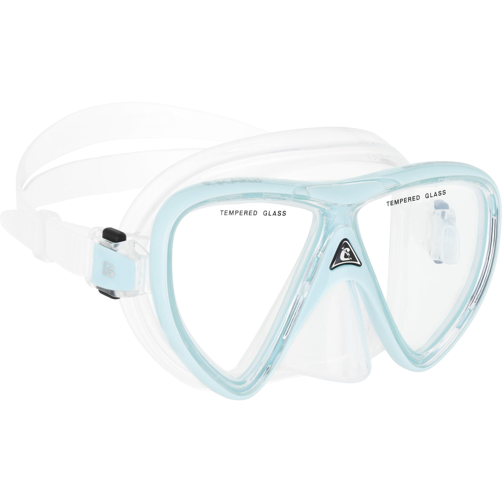 Máscara De Buceo Cressi Ikarus De 2 Lentes, Transparente Y Cian Hielo Para Adultos