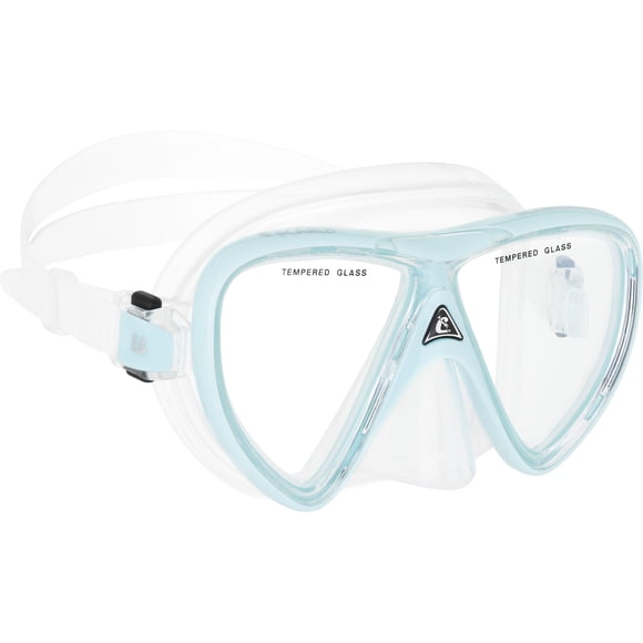 Máscara de buceo Cressi Ikarus de 2 lentes, transparente y cian hielo para adultos