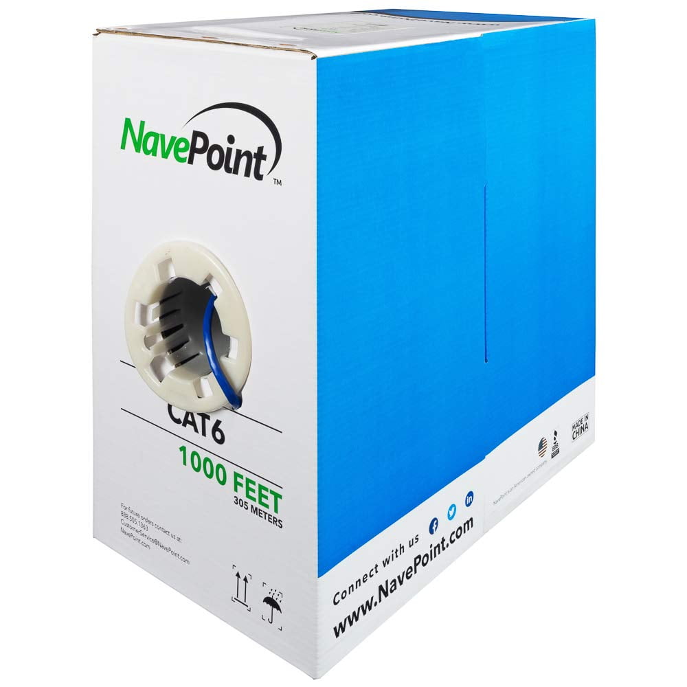 Cable Ethernet Navepoint Cat6, 1000 Pies, 305 M, Azul, 550 Mhz, Utp