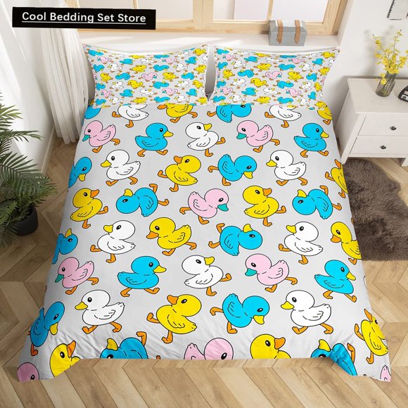 x1536 Bed SheetsCute Duck Duvet Cover Cartoon White Goose Bedding Set Funny Farmhouse Animal Comforter Cover Polyester Quilt Cover 3-Piece Bedding Set (1 Duvet Cover + 2 Pillow Shams) nj1536