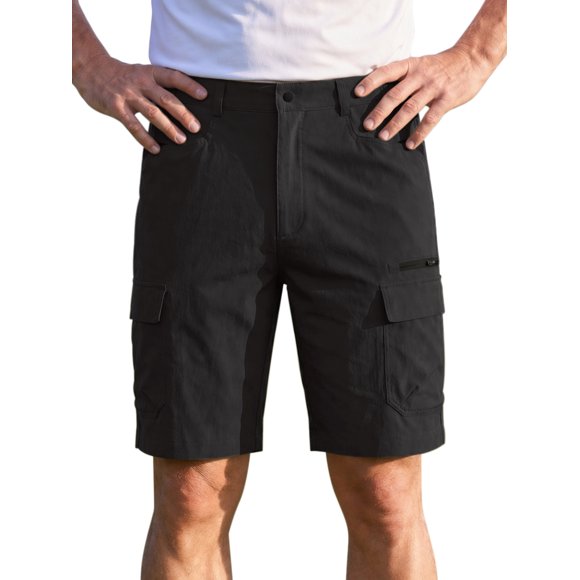 INSPIRE CHIC Pantalones Cortos de Carga de Verano para Hombre con Bolsillos para Senderismo al Aire Libre y Golf para un Estilo de Vida Activo L Negro