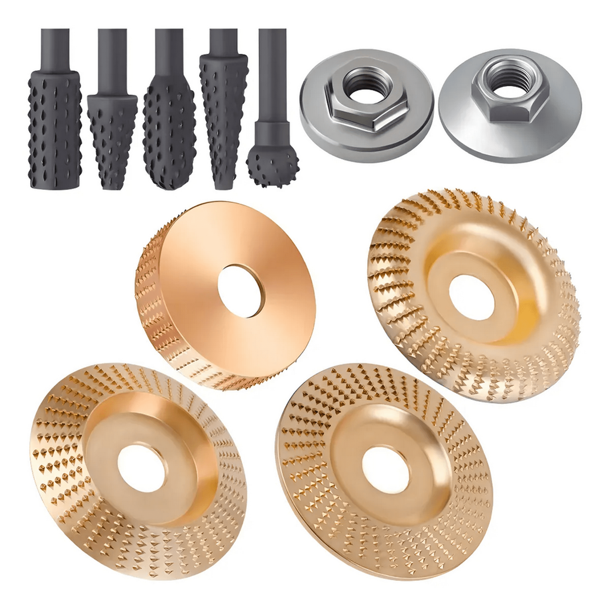 Genérico - Juego De 4 Discos Para Tallar Madera+juego De 5 Escofinas Color Amarillo