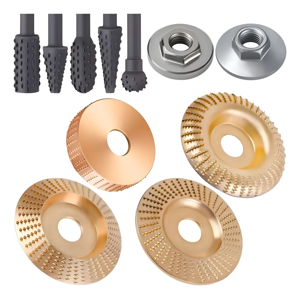 Genérico - Juego De 4 Discos Para Tallar Madera+Juego De 5 Escofinas Color Amarillo