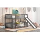 thumbnail image 2 of Bunk Bed with Slide,Twin Over Twin Low Bunk Bed with Fence and Ladder for Kids Teens Grey, 2 of 3