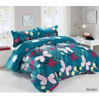 Aladdins Shop - Cobertor De Invierno De Plush Y Chiporro 2 Plazas Turquesa Mariposas