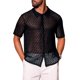 thumbnail image 1 of INSPIRE CHIC Camisa Transparente de Encaje con Botones y Manga Corta para Hombre, Regreso a Clases, Estilo Disco, Talla S, Negro, 1 of 5