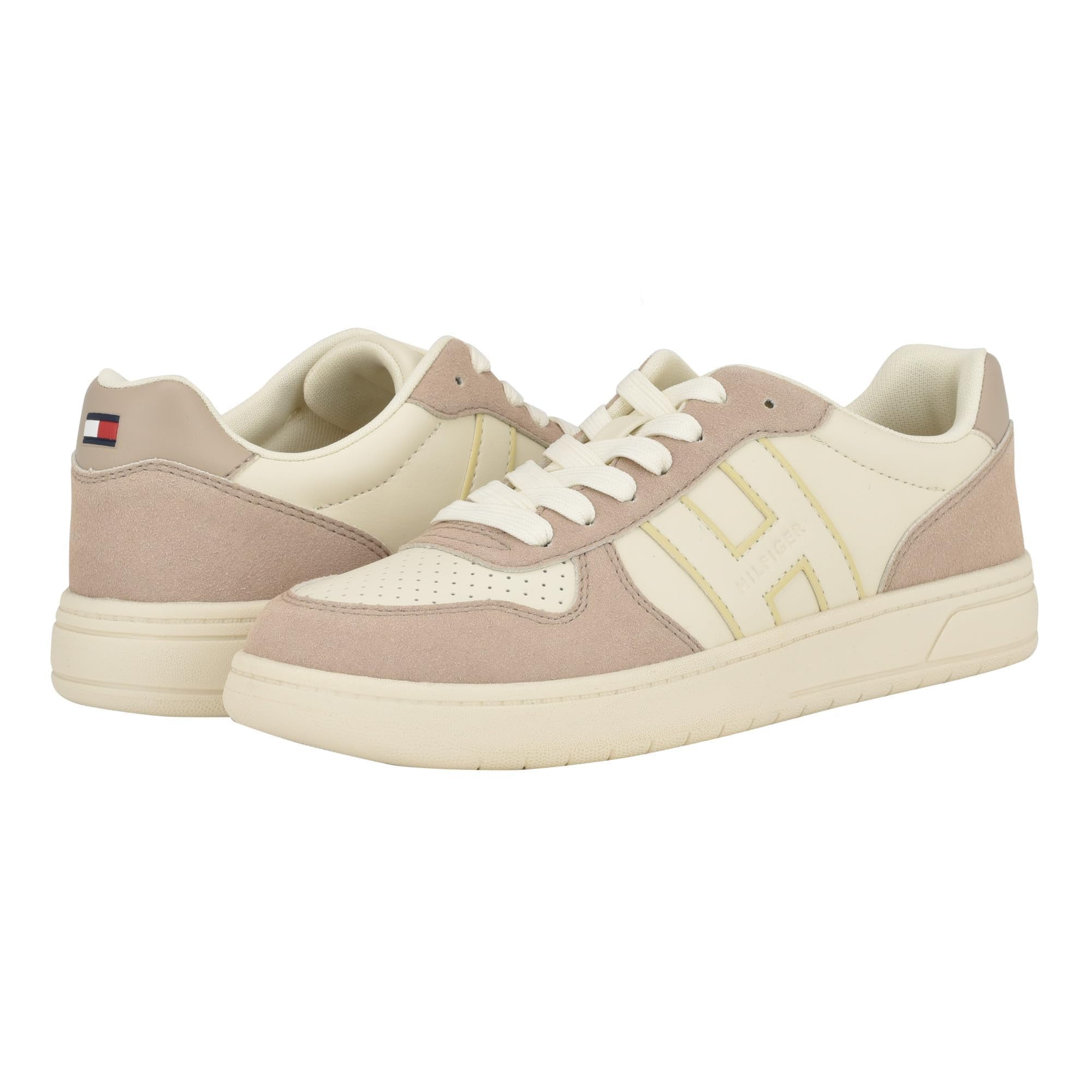 Zapatillas Tommy Hilfiger Veniz Elegantes Para Mujer, Color Crema/marrón, Talla 42
